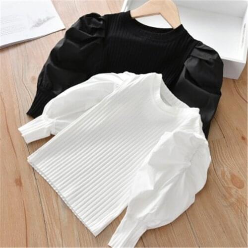2021 Spring Autumn Girls Lace Blouse Baby Girls Turtleneck Collar Shirts Sweet Childrens Girls Cotton Blouses Tops Chemise