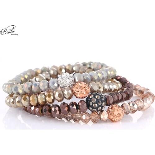 Badu Chocolate Beads Bracelets Best Friend Gift Faceted Crystal Beaded Bracelet Women Elastic Rope Trendy Jewelry Christmas