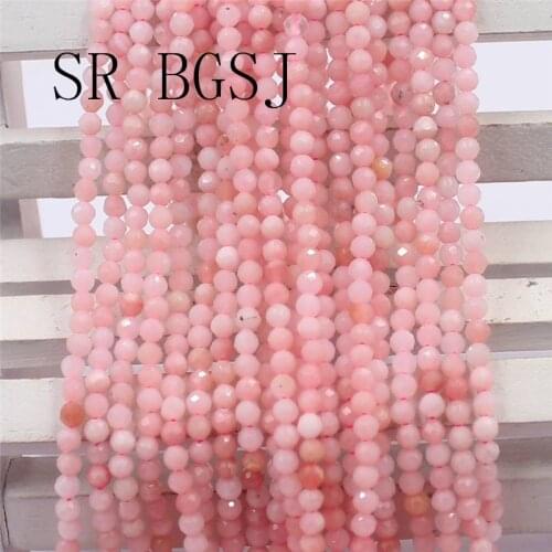 Free Shipping BGSJ 3mm Faceted Pink Opal Gemstone Stone Spacer Bail Round Spacer Small Fashion DIY Beads Strand 15"