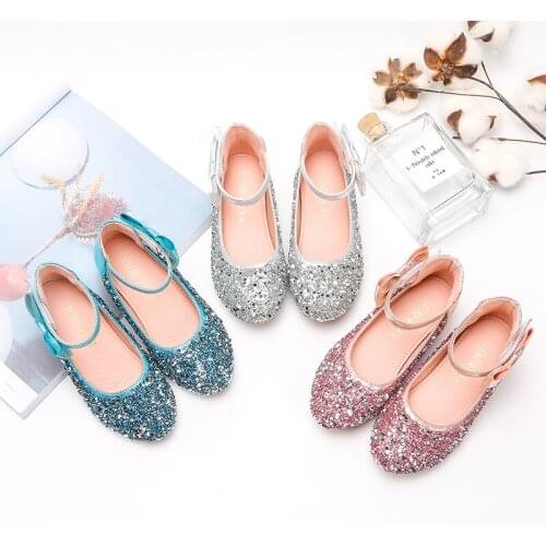 Girls Shoes for Party Children leather Sandals Princess Glitter Kids Shoes High Heel Girls Shoes Sweet Sandals SJD039