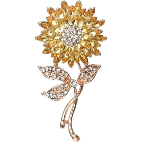 Utei Brooch Silver Alloy Blue Crystals Pretty Sunflower Brooch Pin For Women Clothes Accessories Buckle Pin For Men And Women