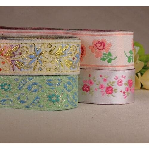 Flower gold thread trim ethnic lace garment costume for collar national jacquard webbing lace ribbon-DC