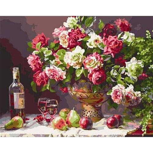 DIY Digital Painting By Numbers Package Bottle vase oil painting mural Kits Coloring Wall Art Picture Gift frameless