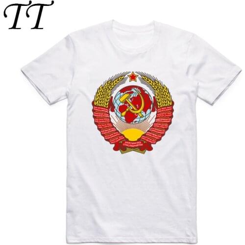 Asian Size Men And Women Printing USSR Soviet Union Moscow Russia T-shirt O-Neck Short Sleeves CCCP Russian T-shirt HCP4125