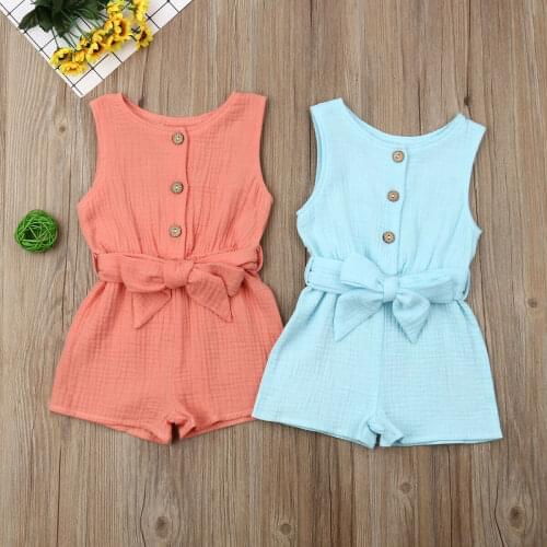 Newborn Baby Girls Cute Baby Girl Clothes Cotton Sleeveless Romper Jumpsuit Overall Outfit Summer Clothes