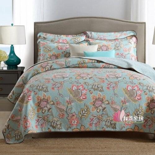 Quiltedtextiles Three-Piece Bed Cover Set Printing Washing Summer Air Conditioning Duvet