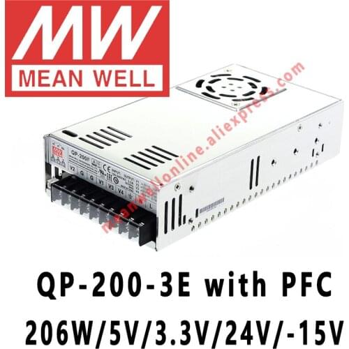 Mean Well QP-200-3E meanwell 5V/3.3V/24V/-15V DC 206W Quad Output with PFC Function Power Supply online store