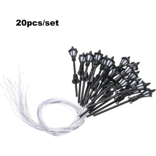 20pcs Warm White Model Street Lights Layout Lamppost Railway Train Garden Playground Scenery Led Lamp Lighting 1:150 Scale 65mm