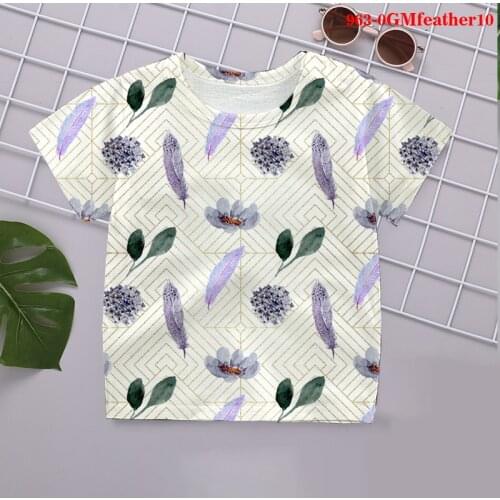 Feather print Fashion 3D Printed T Shirt Summer Style kawaii t shirts Children Short Sleeve baby Boy girl Kids Casual Top Tees