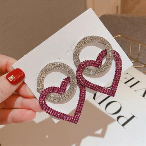 Trendy Shiny Full Crystal Lips Dangle Earring Korean Rhinestone letter Mouth Chain Long Earrings For Women Jewelry wholesal