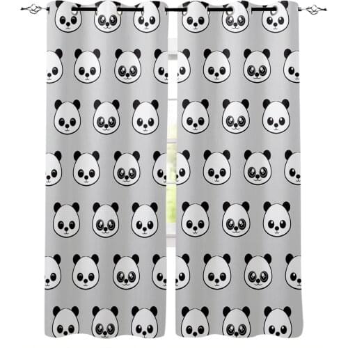 Cartoon Kawaii Panda Window Curtain for Kids Room Bedroom Curtain for Girls Colorful cortinas