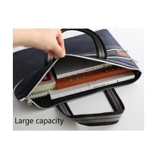A4 thick portable Zipper Bag Canvas paper bag for mens office file bag
