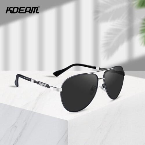 KDEAM Cool Luxury Metal Men Pilot Sunglasses Polarized High End Alloy UV400 Driving Sun Glasses Mirror Reflective With Box