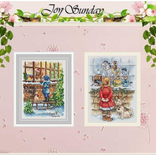 New Years Christmas window pattern counted 11CT 14CT 18CT Cross Stitch Set DIY wholesale Cross-stitch Kit Embroidery Needlework