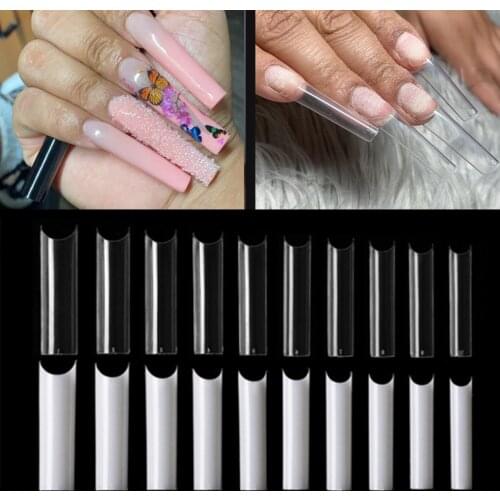 100 Bags x Fake Nails 500 Pieces Long C Curved Nail Tips French Tip False Clear Press on Nail Wholesale