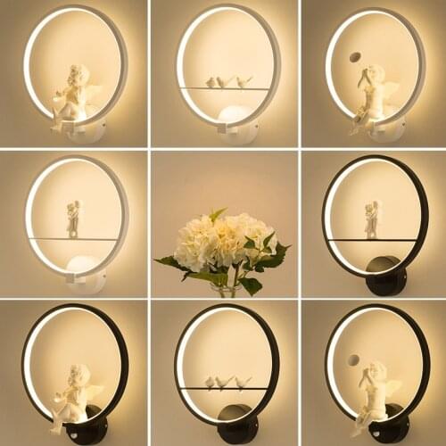 Nordic Circular Iron Art Wall Lamp Multiple Patterns for Living Room Hall Bedroom Restaurant Loft Decor Wall Lights for Home Led