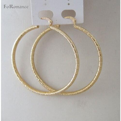 NEW CARVED ROUND SHAPE HOOP YELLOW GOLD GP OVERLAY HUGGIE HOOP 50 MM 1.97 inch EARRING GREAT GIFT