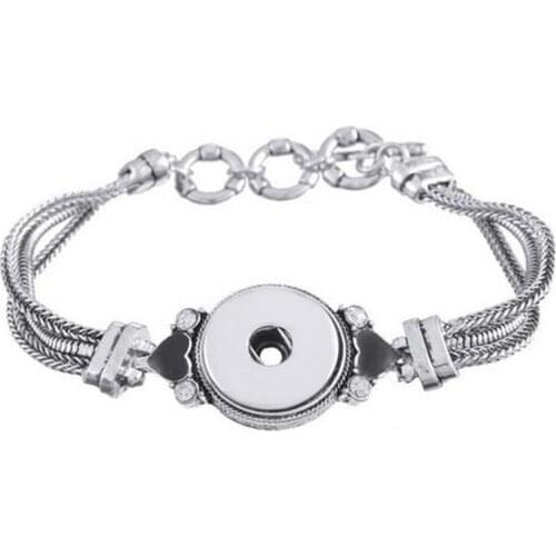 Newest Snap Button Bracelet&Bangles Loveheart Design Snap Button Zinc Alloy Charm Snap Bangles 18mm Snap Button Jewelry