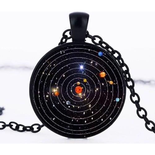 New Fashion Solar System Planet Galaxy Cabochon Glass Cosmic Pattern Pendant Necklace Chain Man Women Necklace Classic Jewelry