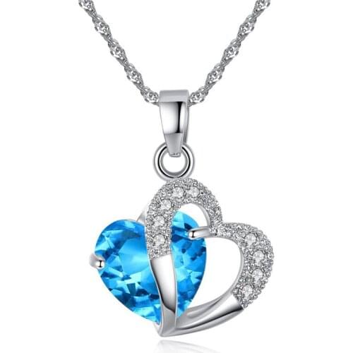 VILEAD Necklace Amethyst Multicolored Zircon Heart Necklace Heart Necklace Crystal Pendant Lady Banquet Wedding jewelry