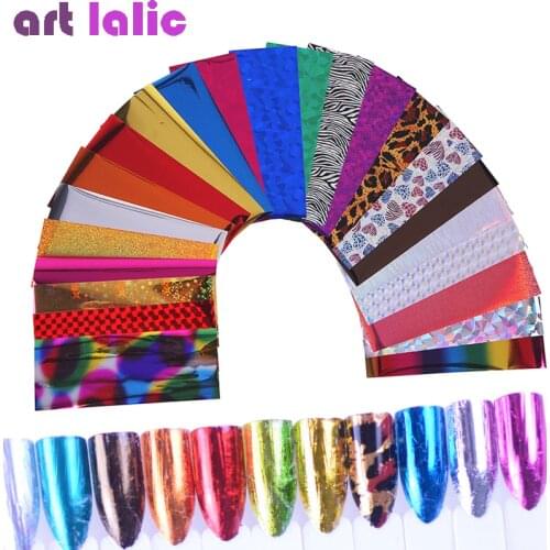 24 pcs/set 4*10cm Starry Nail Foils Holographic Stickers Nail Transfer Sticker Laser Colorful Manicure Nails Stickers Decor