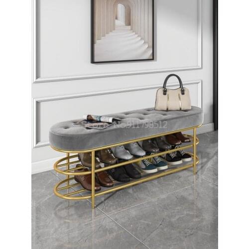 Light luxury shoe-changing stool, multi-function bench with shoe cabinet at the door of the household, Nordic minimalist soft ba