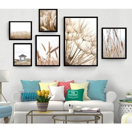 Nordic Countryside Landscape Wild Life Wall Canvas Painting Wheat Plants Art Poster Bedroom Living Room Decor Background