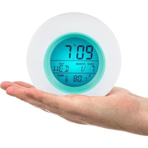 XNCH Color changing Digital LED Wake Up Light Desk Alarm Clock With Natural Sounds Sunrise Simulator