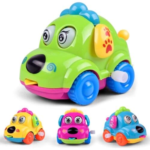 Funny Kids Baby Toys Cartoon Animal Dog Wind Up Toys Running Car Clockwork Educational Toys Infant Baby Mobile Rattle Toy Gift