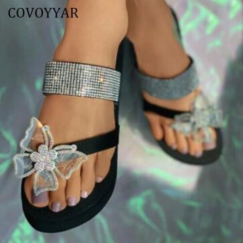 COVOYYAR Platform Womens Slippers Bling Butterfly Summer Fashion Beach Shoes Women Sandals Flip Flops Casual Shoes WSL256