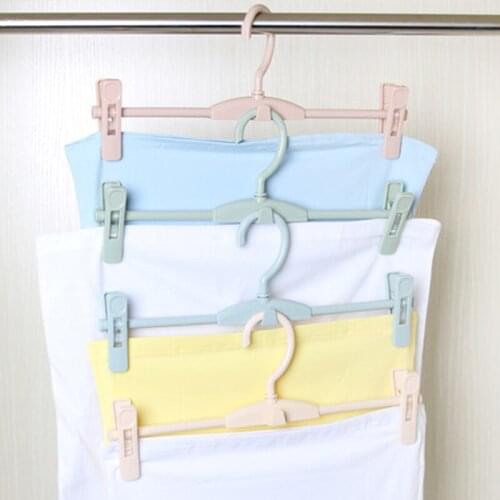 10 pcs/lot Multi Layer Anti-skid Plastic Pants Rack with Clips Trousers Hanger Closet Space Saving