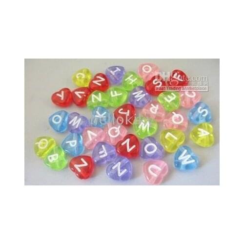1150PCS Mixed colour heart alphabet beads #18699