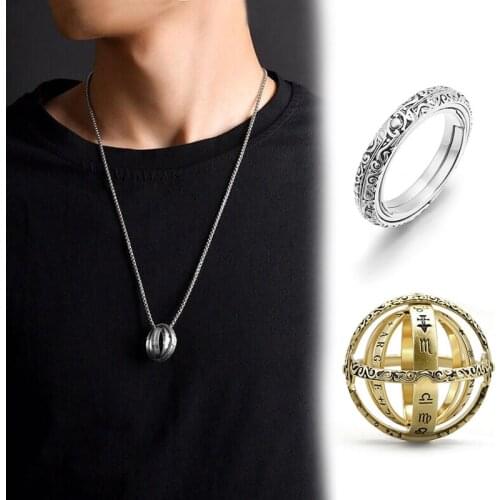 3UMeter Astronomical Sphere Ball Pendant Necklace Finger Hoop Pendant Cosmic Lover Jewelry Gifts