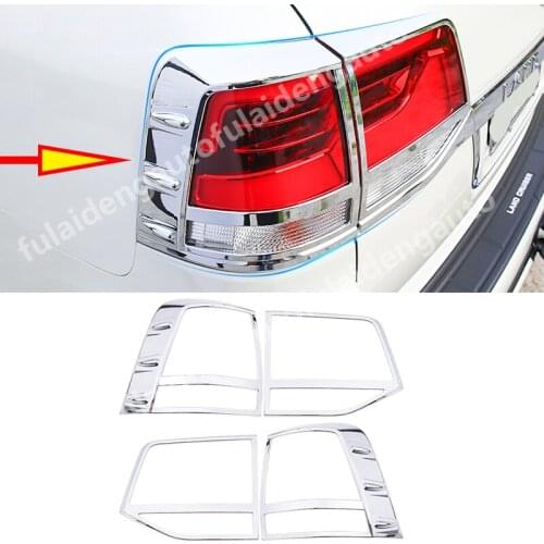 4pcs For Toyota Land Cruiser LC200 2016-2020 ABS Chrome Rear Tail Light Tail Lamp Cover Trim Car Styling