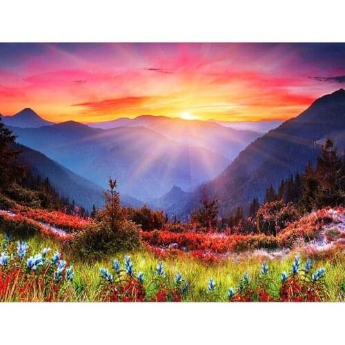 5D DIY Diamond Embroidery Valley sunset Landscape Handmade Diamond Painting Needlework Mosaic Cross Stitch Home Decor Gifts