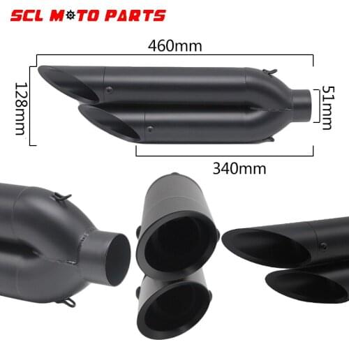 ALconstar-Motorcycle Universal Two Holes Carbon Steel Motorbike Exhaust Muffler Pipe For Motorbikes Exhaust Escape