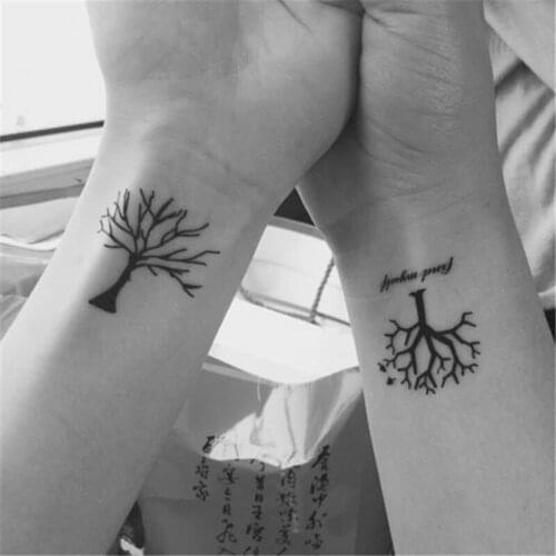 Diamond Love Letters Plant Tree Small Element Temporary Tattoo Sticker Waterproof Women Men Adults Fake Tatoo Wrist Body Art