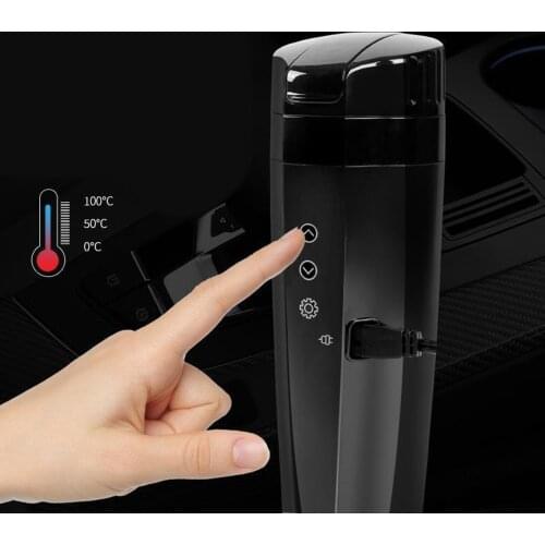 Car Auto Smart Travel Electric Shelf Heating Heated Coffee Mug Cup and Tea Warmer Cup with Temp Control (Black)
