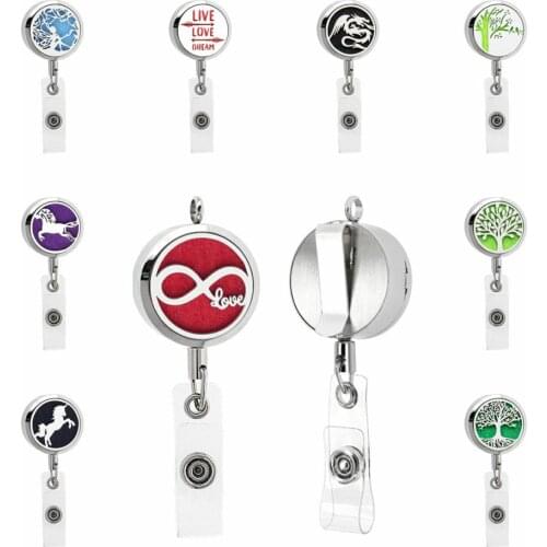 Infinite Love Horse 30mm Stainless Steel Integrated Diffuser Name Card Holder Retractable Essential Oil Aromatherapy Keychain