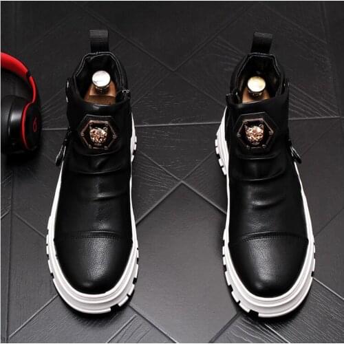Martin boots man autumn winter fashion short thick soles casual middle barrel cowboy boots man black Martin boots