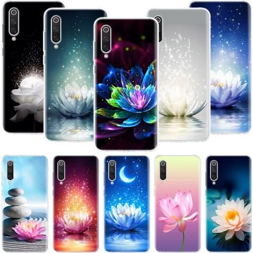 Lotus Blue White Flowers Phone Case For Xiaomi Mi Note 10 11 9 8 10T 9T CC9 A1 A2 A3 5X 6X Pocophone F1 X3 F2 Pro Lite Coque Cov