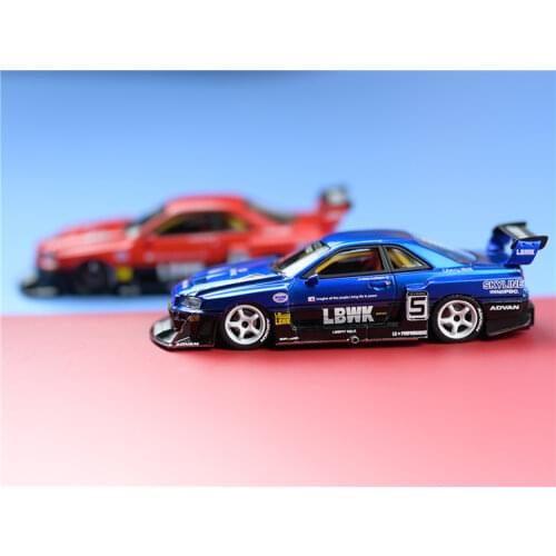 CM-MODEL 1:64 LBWK LB performance Nissan GTR ER34 Super Silhouette Racing Metallic blue Model Car