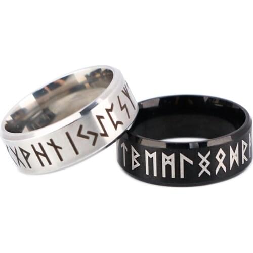 DZ1879 Pagan Cool Stainless steel Odin Norse Viking Amulet Rune MEN Ring fashion Words Retro Jewelry Gifts Accessories