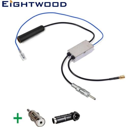 Eightwood DAB/FM/AM Car Radio Antenna Aerial Converter/Splitter/Amplifier and ISO to DIN 41585 Connector for Clarity CCE203-DAB
