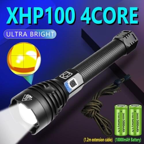 10000MAH Xlamp XHP100 4CORE LED Flashlight ZOOM USB Rechargeable Tactial Flashlight Hunting Torch XHP70 XHP50 Lamps Dropshipping