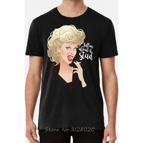 Stud T Shirt Grease Olivia Newton John John Travolta Musical Tell Me About It Stud Icon Alejandro Mogollo Art Tshirt Men Tees
