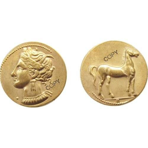 G(31)CARTHAGE Zeugitania Electrum Stater 310BC Tanit Horse Ancient Greek Gold Plated copy Coin