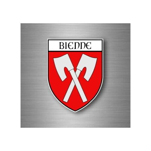 Hot Sell Sticker Car Motorbike Coat of Arms City Flag Badge Biel Swiss Stickers for Laptops, Office Supplies, Motorcycles, Cars