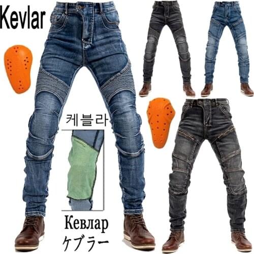 Summer Motorcycle Riding Pants Protective Pants Motocross Racing Denim Jeans With Mesh 4 X Knee Hip Pads
