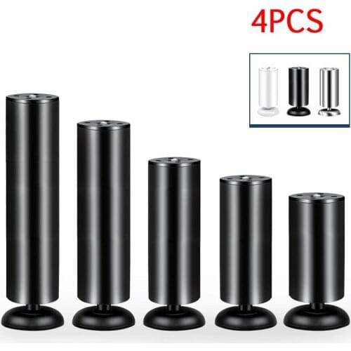 4PCS Metal Height-Adjustable Cabinet Feet Telescopic Sofa Rv Loft Table Legs Stand Rubber Foot For TV Furniture Extender